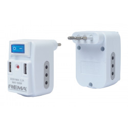 MACHO VOLANTE ADAPTADOR USB 02 PUERTOS BLANCO CON LUZ PILOTO