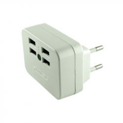 MACHO VOLANTE ADAPTADOR USB 04 PUERTOS BLANCO CON LUZ PILOTO