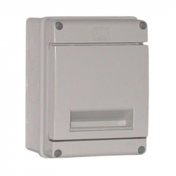 TABLERO POLICARBONATO DIN CON TAPA GRIS SOBREPUESTO 4 POLOS IP55 LIBRE DE HALOGENOS