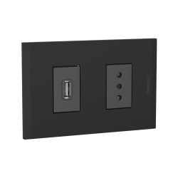 HEMBRA EMBUTIDA NOBILE ANTRACITA NEGRA SIMPLE 10A + USB AF2270USBEANG