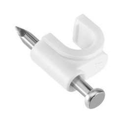 GRAMPA TIPO GANCHO CON CLAVO NUMERO 6 (COAXIAL RG6) BLANCA