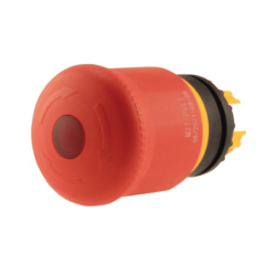 CABEZAL PULSADOR DE EMERGENCIA 22MM ROJO ILUMINABLE CON RETENCION HONGO 38MM M22-PVLT