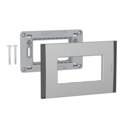 PLACA NOBILE ALUMINIO TITANIO 3 PUESTOS CON SOPORTE AF5S3MT