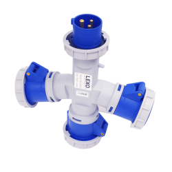 ENCHUFE INDUSTRIAL MULTIPLICADOR 1 ENTRADA Y 3 SALIDAS 2X16A+T IP67 220V