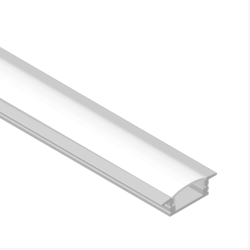 PERFIL ALUMINIO PARA CINTA LED PISO EMBUTIDO NIQUEL 21X11MM DIFUSOR BLANCO 2MTS