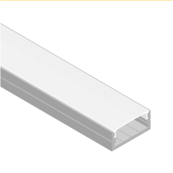 PERFIL ALUMINIO PARA CINTA LED SOBREPUESTO NIQUEL 23X10MM DIFUSOR BLANCO 2MTS