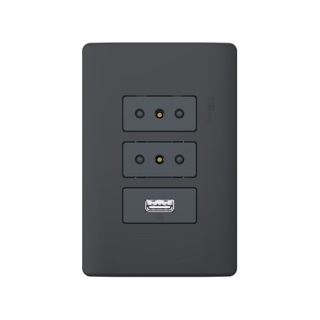 Compra o cotiza HEMBRA EMBUTIDA GENESIS BLACK DOBLE 10A + 1 USB MWD69956