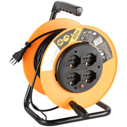 Compra o cotiza ALARGADOR CARRETE 4 POSICIONES SALIDAS 10A 16A/SCHUKO 40MTS CON PROTECCION DE SOBRECONSUMO 2200W