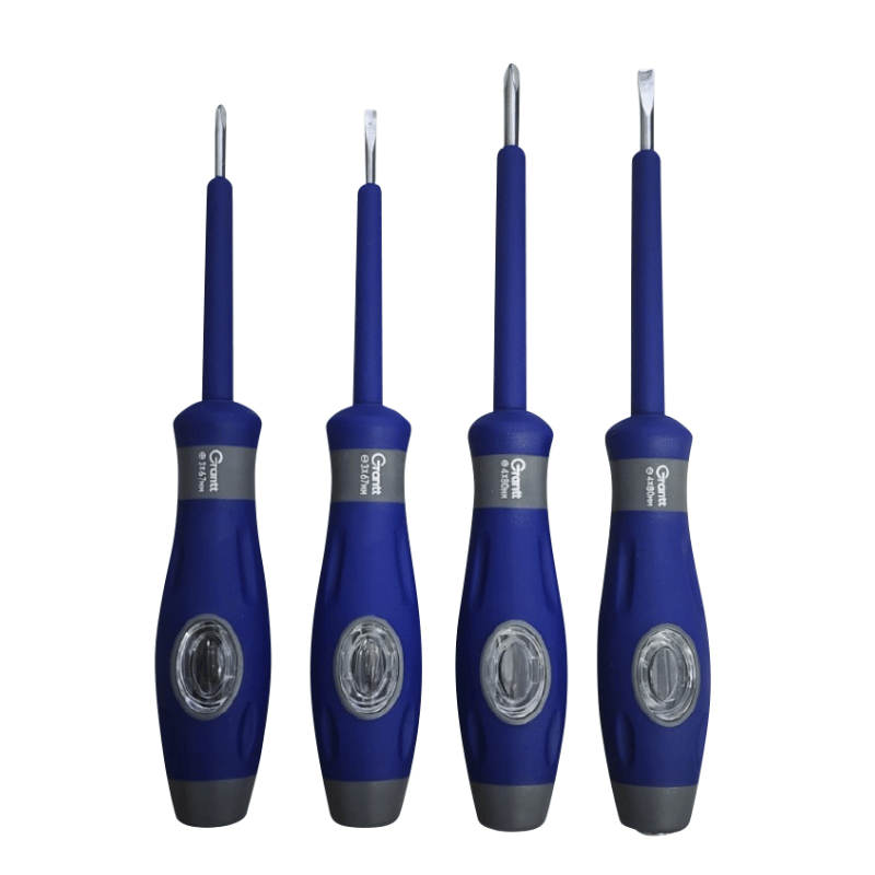 Compra o cotiza JUEGO DESTORNILLADORES 2 PLANOS 2 PHILLIPS 3MMX67MM Y 4MMX80MM CON PROBADOR BUSCA FASE