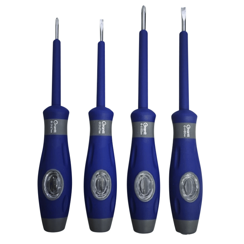 Compra o cotiza JUEGO DESTORNILLADORES 2 PLANOS 2 PHILLIPS 5MMX97MM Y 6MMX130MM CON PROBADOR BUSCA FASE