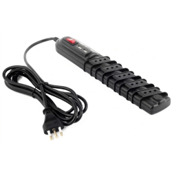 Compra ALARGADOR 5 POSICIONES + 2 USB 3MTS CON INTERRUPTOR PILOTO Y PROTECCION DE SOBRETENSION 2200W NEGRO